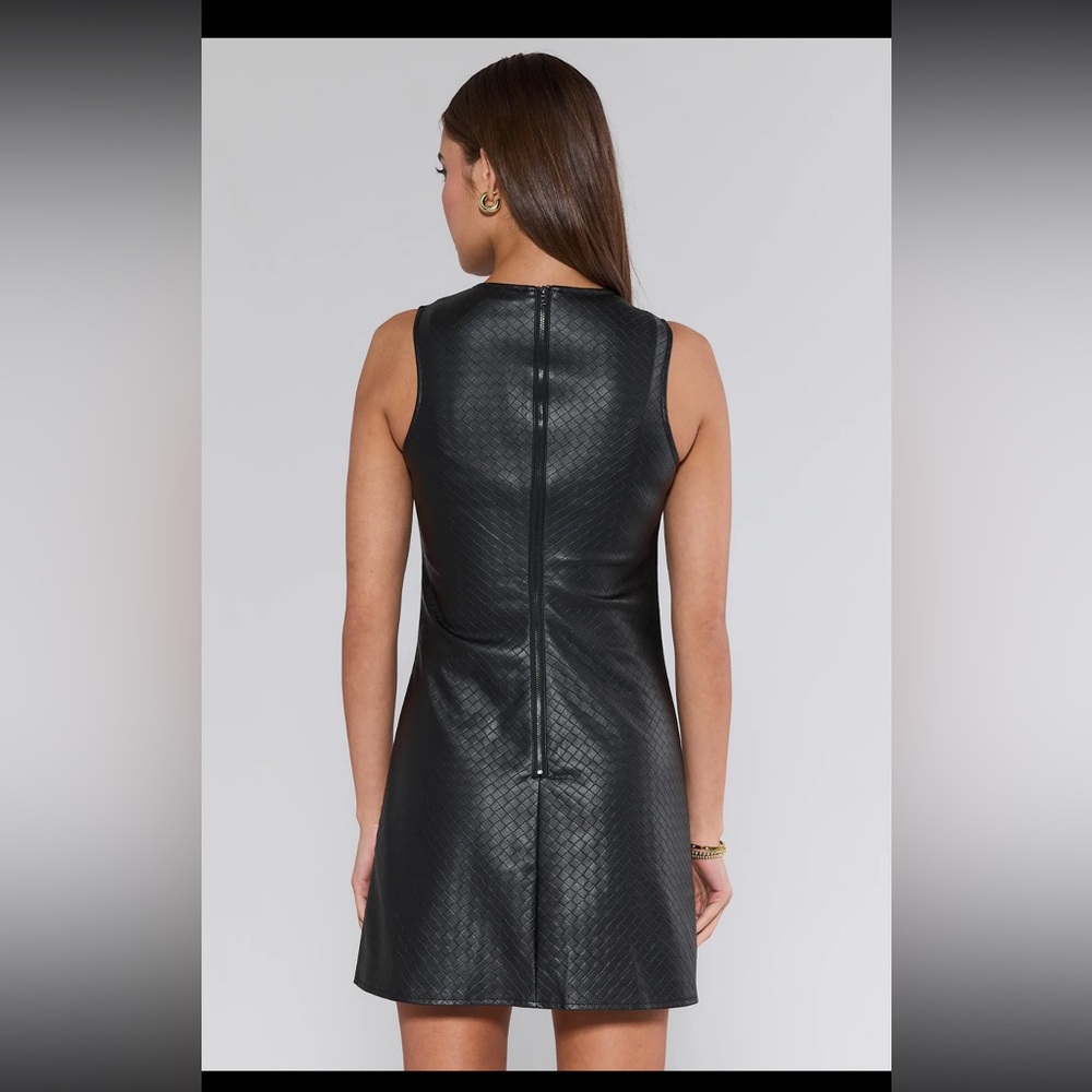 NWT Avara Lizzie Textured Faux Leather Mini Black Dress Small - Picture 6 of 7